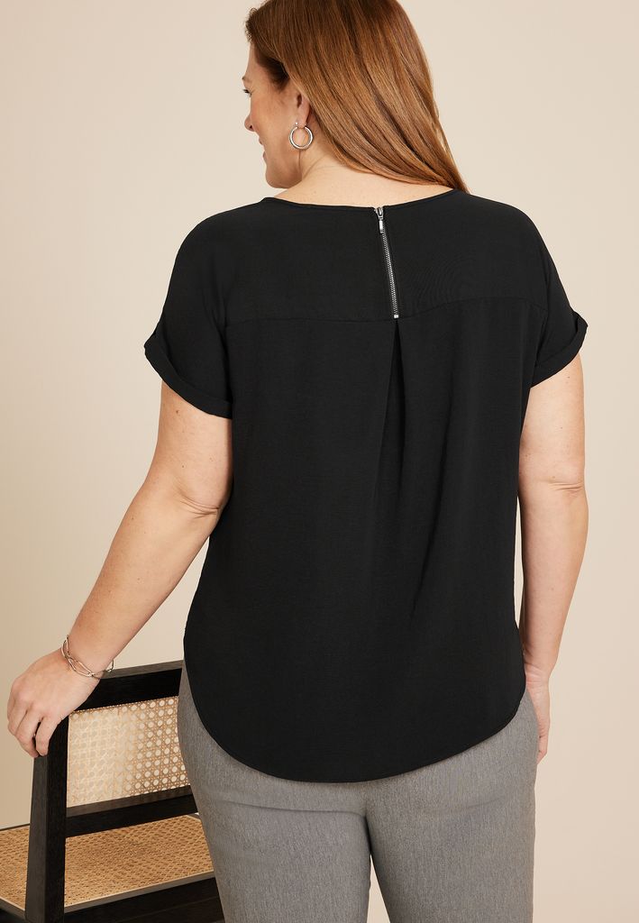 Plus Size Delton Zipper Back Blouse - Image 2