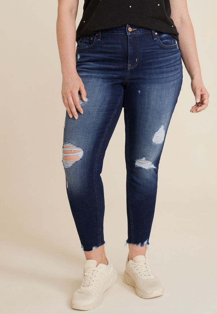 Plus Size edgely™ Curvy High Rise Ripped Super Skinny Jean