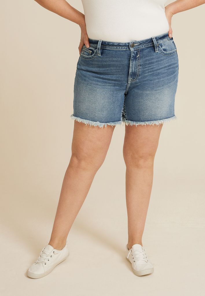 Plus Size Vigoss® High Rise Thick Stitch Pocket 5in Short