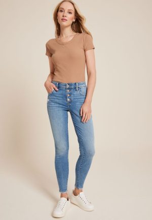 m jeans by maurices&trade; Mid Rise Button Fly Jegging