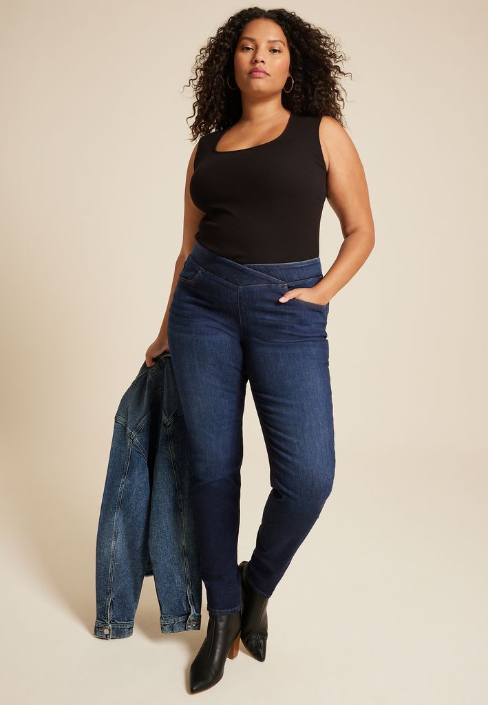 Plus Size m jeans by maurices™ Cool Comfort Crossover High Rise Pull On Super Skinny Jean