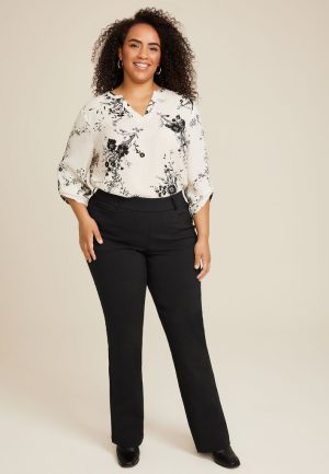 Plus Size Bengaline Mid Rise Bootcut Pant