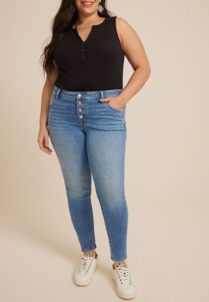 Plus Size m jeans by maurices&trade; Mid Rise Button Fly Jegging
