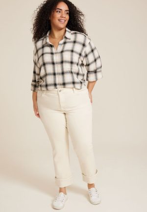 Plus Size m jeans by maurices&trade; High Rise Cuffed Hem Straight Ankle Jean