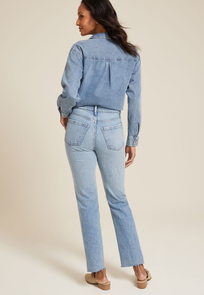 edgely™ High Rise Ripped Cheeky Relaxed Straight Jean - Image 2