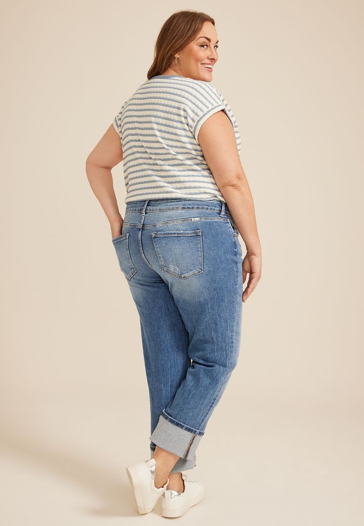 Plus Size KanCan™ Mid Rise Ripped Cuff Hem Slim Straight Ankle Jean - Image 2