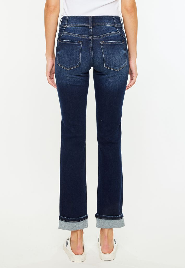 KanCan™ Mid Rise Open Ripped Cuff Hem Straight Ankle Jean - Image 2