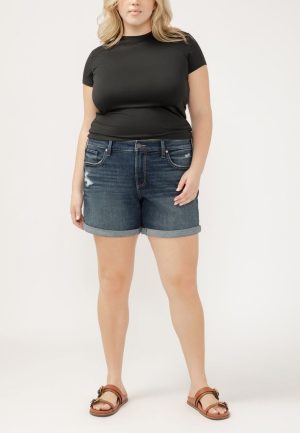 Plus Size Silver Jeans Co.&reg; Mid Rise Luxe Stretch Rolled Hem 6in Boyfriend Short