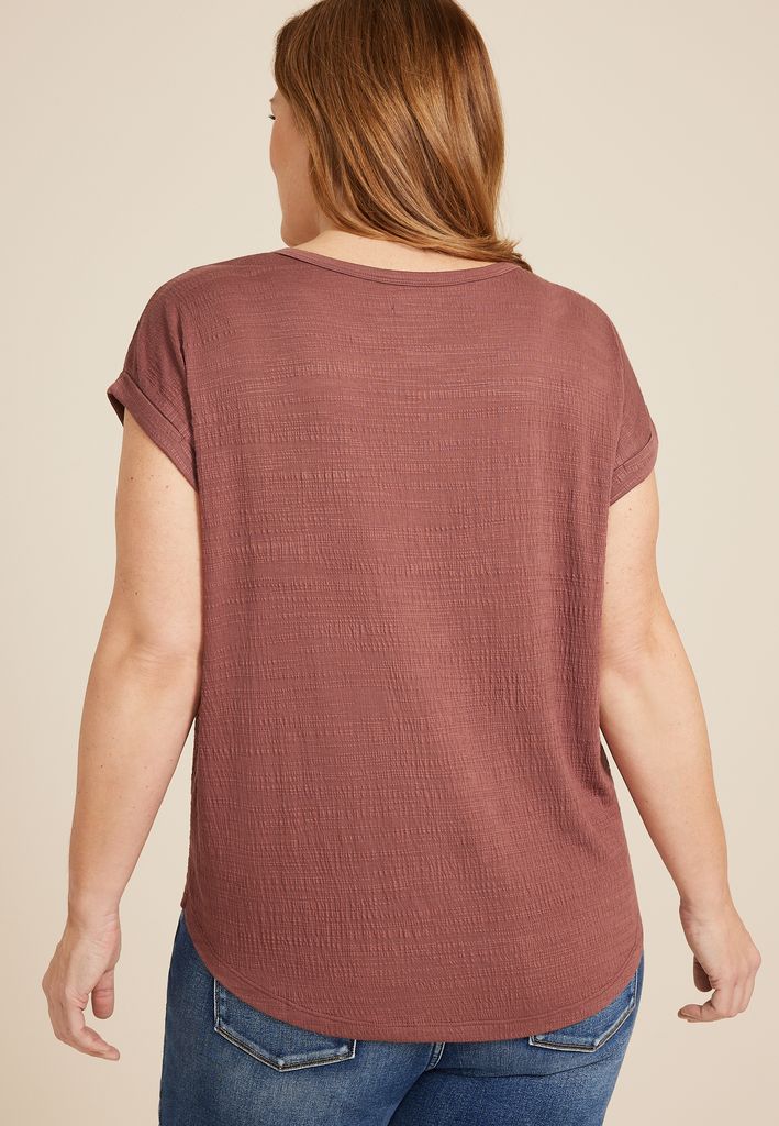 Plus Size 24/7 Clara Textured Short Sleeve Tee - Image 2