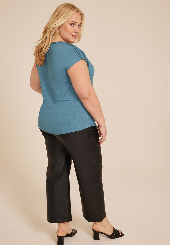 Plus Size Braided Trim Dolman Tee - Image 2