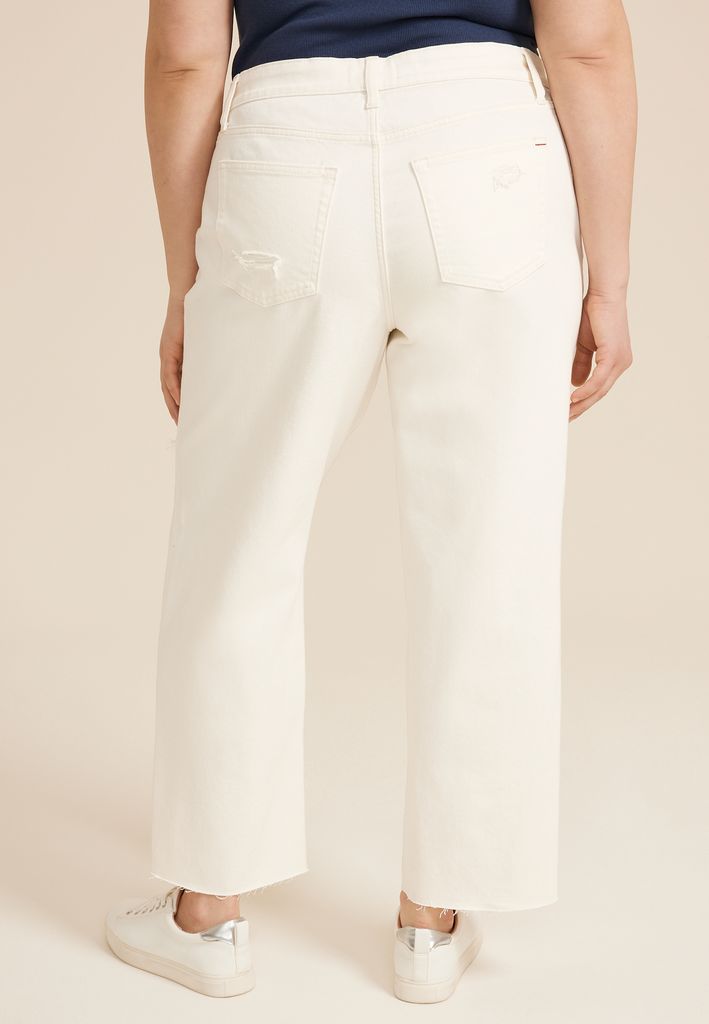 Plus Size edgely™ High Rise Raw Hem Relaxed Straight Ankle Jean - Image 2