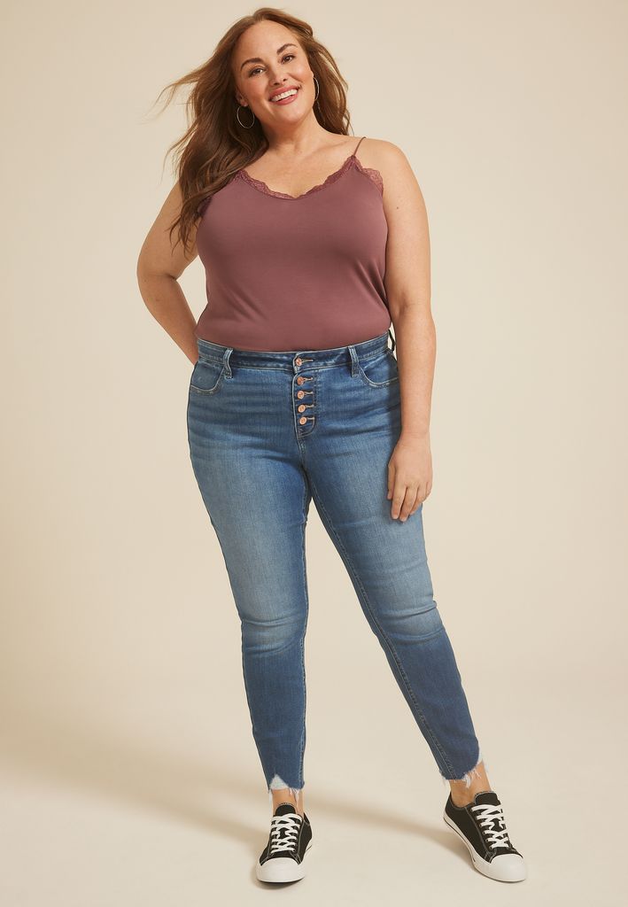 Plus Size m jeans by maurices™ High Rise Button Fly Ankle Jegging