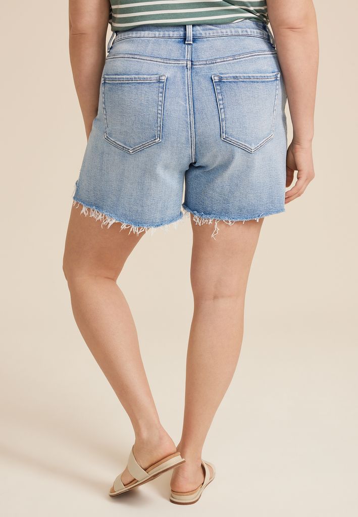 Plus Size Flying Monkey™ High Rise Frayed Hem 5in Short - Image 2