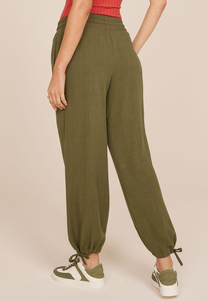 Linen Blend Convertible Mid Rise Wide Leg Pant - Image 2
