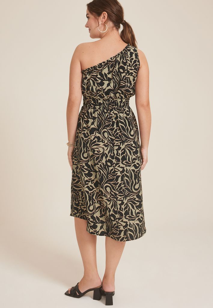 One Shoulder Printed Midi Dress - Image 2
