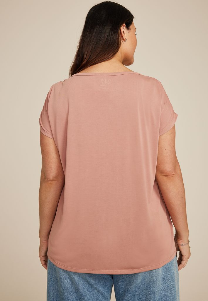 Plus Size 24/7 Fairhaven Ruched Shoulder Tee - Image 2