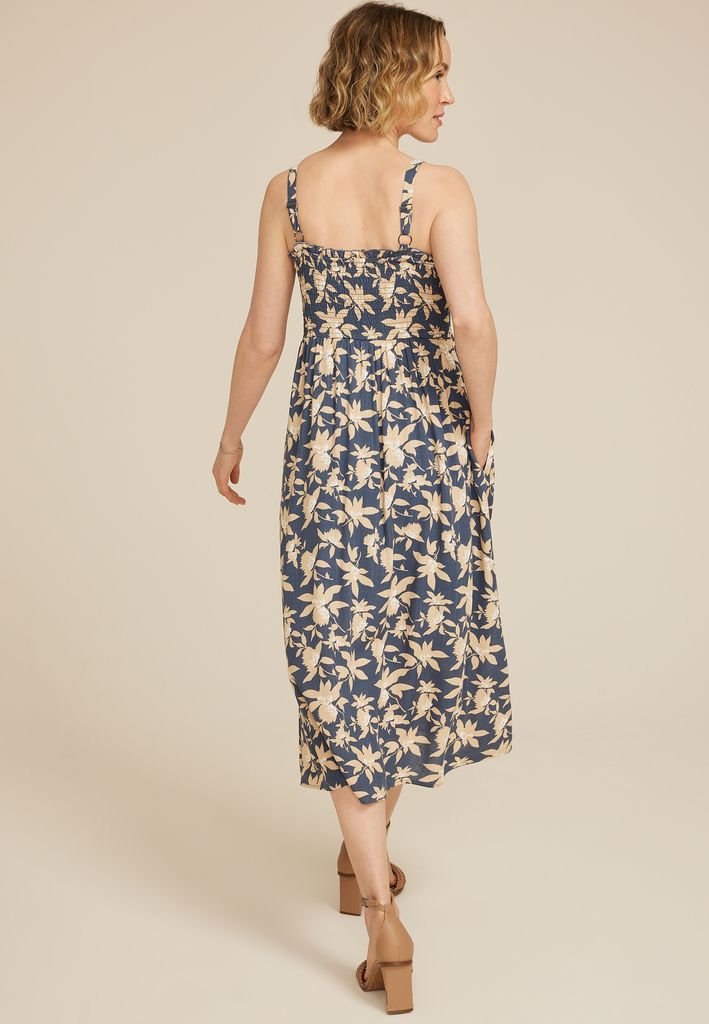 Bare Printed Smocked Midi Dress - Image 2