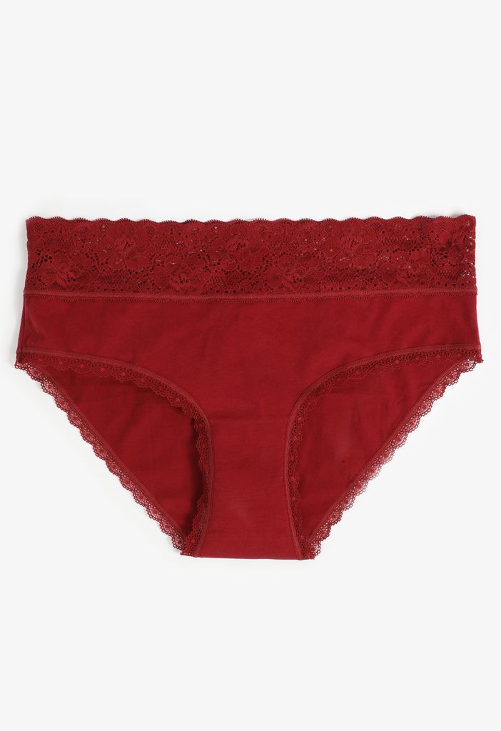 Simply Comfy Lace Trim Cotton Hipster Panty