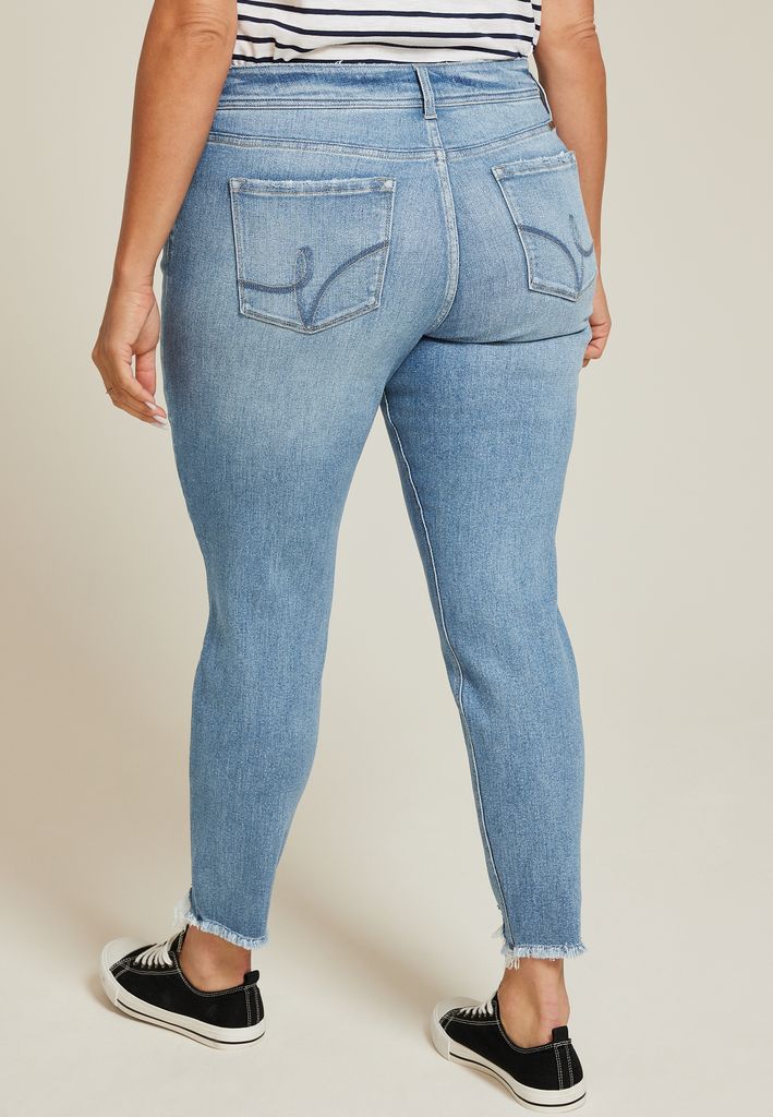Plus Size KanCan™ Mid Rise Open Ripped Frayed Hem Skinny Jean - Image 2