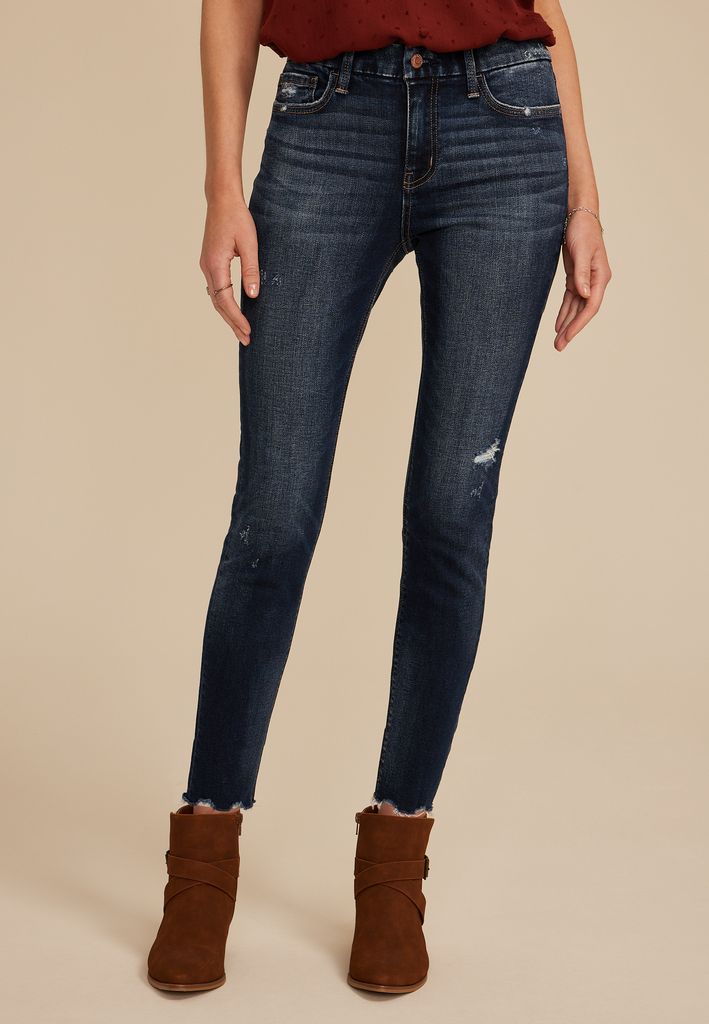 Flying Monkey™ Mid Rise Ripped Hem Skinny Jean