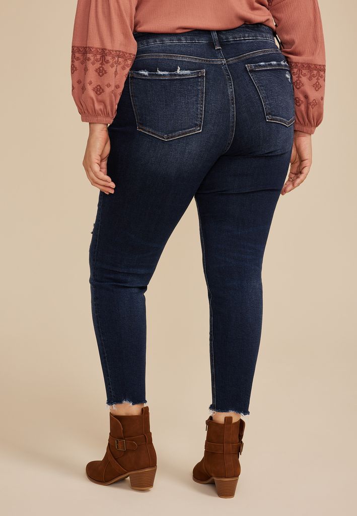Plus Size Flying Monkey™ Mid Rise Ripped Hem Skinny Jean - Image 2