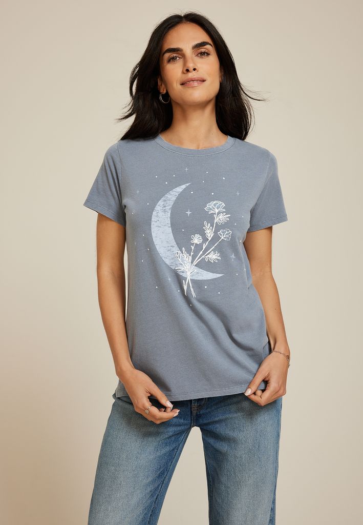 Floral Moon Classic Fit Graphic Tee