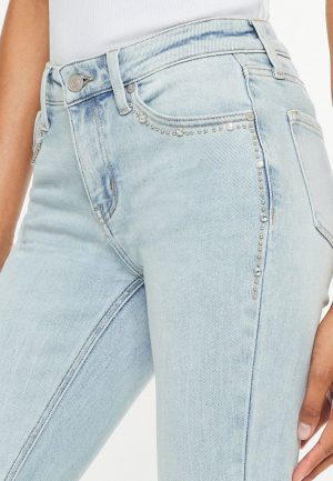 KanCan&trade; Studded Mid Rise Flare Jean