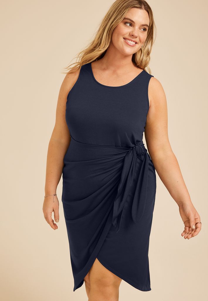 Plus Size 24/7 Bare Wrap Waist Midi Dress