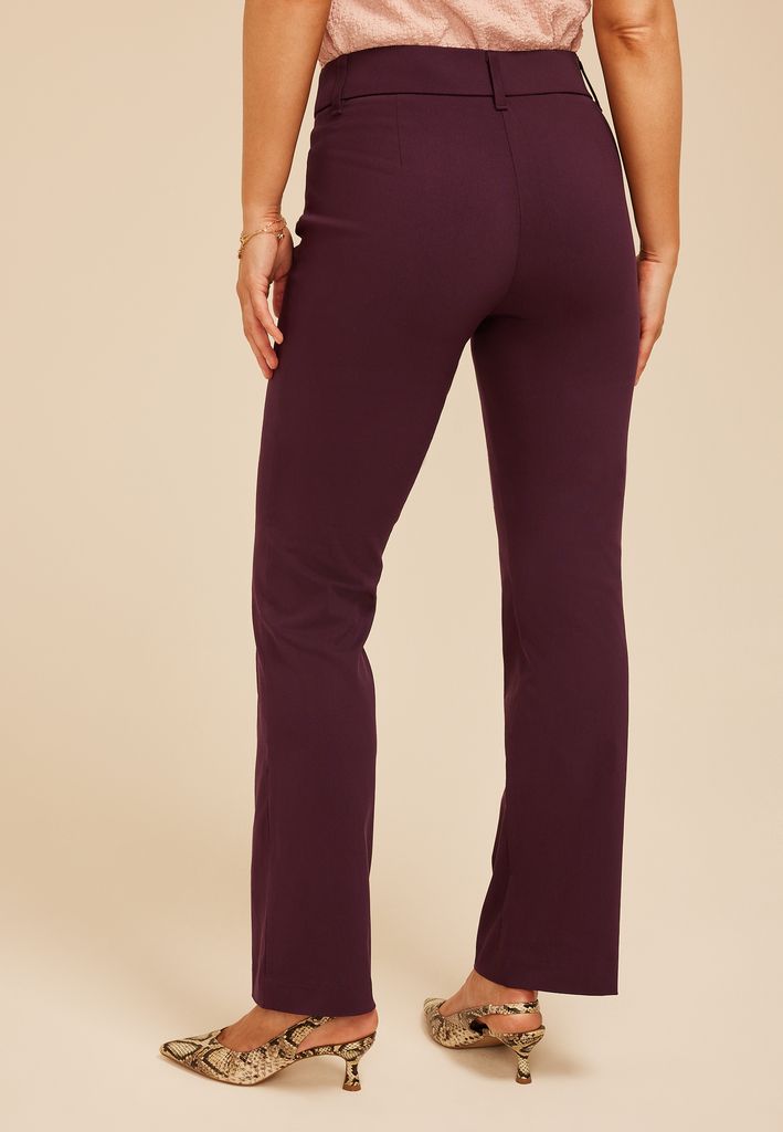 Burgundy Bengaline Mid Rise Bootcut Pant - Image 2