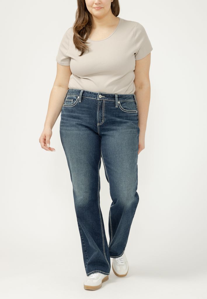 Plus Size Silver Jeans Co.® Suki Curvy Mid Rise Vintage Thick Stitch Slim Boot