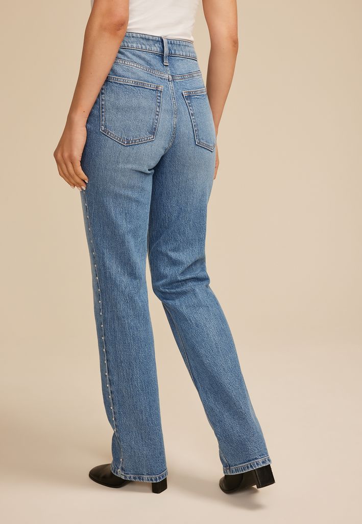 edgely™ High Rise Studded Relaxed Straight Jean - Image 2