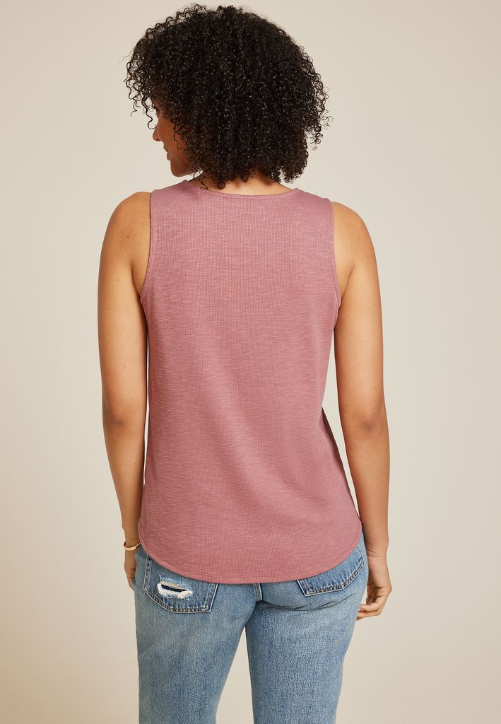 Crochet Yoke Henley Tank Top - Image 2
