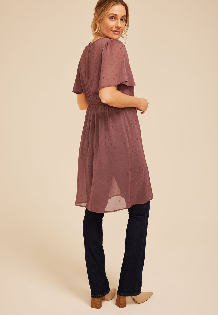 Metallic Sparkle Tie Waist Kimono - Image 2