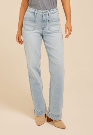 m jeans by maurices&trade; Light Patch Pocket High Rise Wide Leg Jean