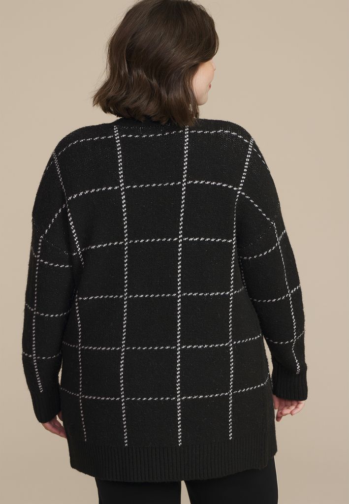 Plus Size Windowpane Open Front Cardigan - Image 2