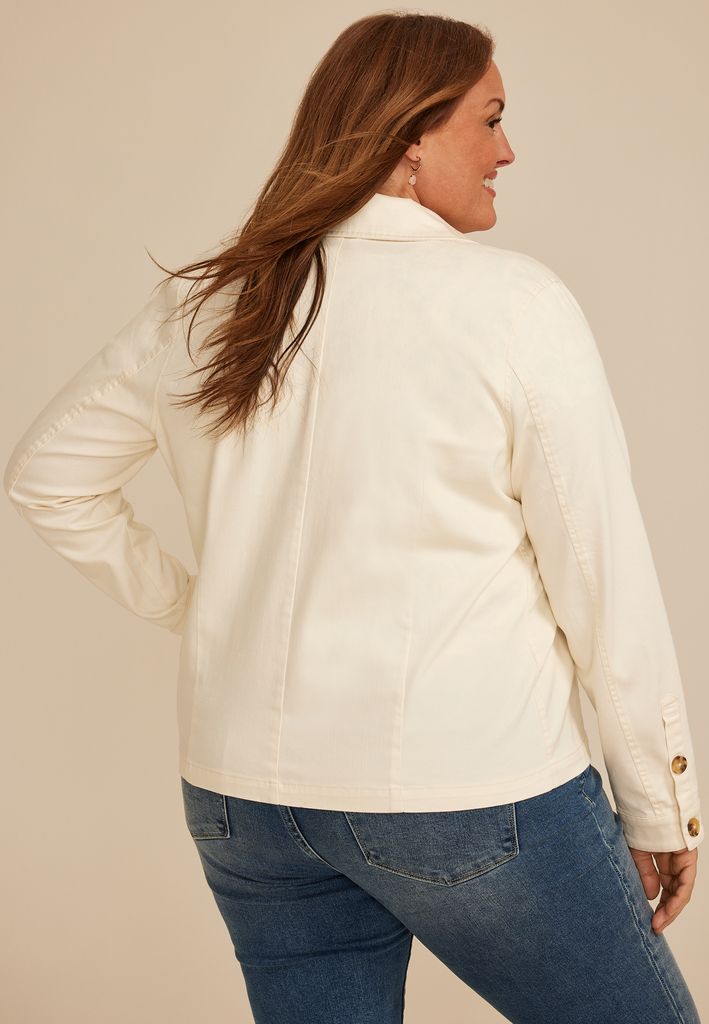 Plus Size Seamed Twill Jacket - Image 2