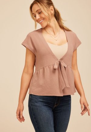 Studio Y Front Tie Peplum Cardigan