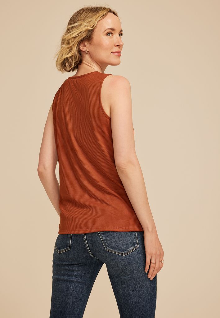 Ribbed Button Front Tank Top - Image 2