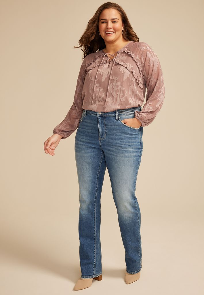 Plus Size Everflex™High Rise Stacked Waist Slim Boot Jean
