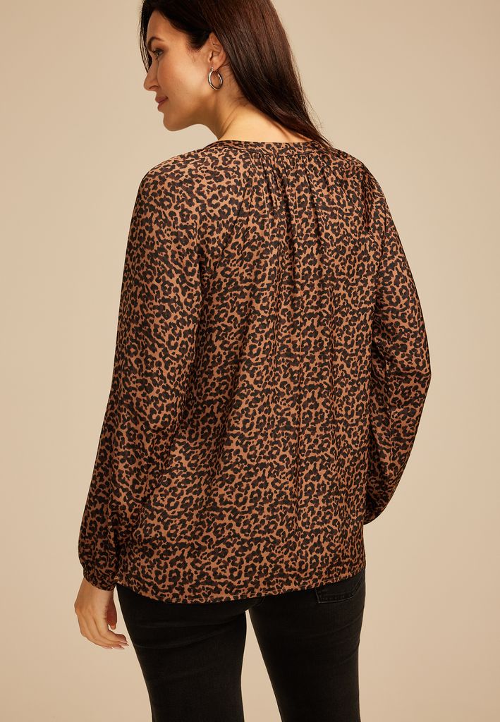 Leopard V Neck Blouse - Image 2