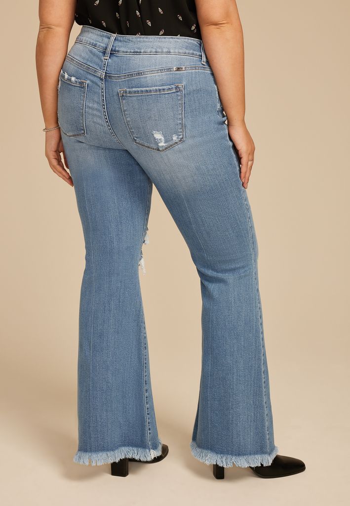 Plus Size KanCan™High Rise Open Ripped Flare Jean - Image 2