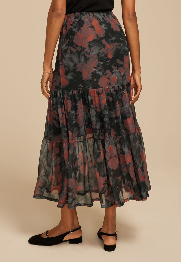 Printed Mesh High Rise Maxi Skirt - Image 2