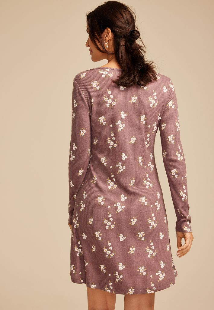 24/7 Floral Long Sleeve Skater Dress - Image 2