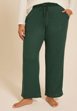 Plus Size Hacci Mini Polka Dot Wide Leg Pajama Pants