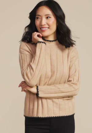 Whipstitch Mock Neck Sweater?