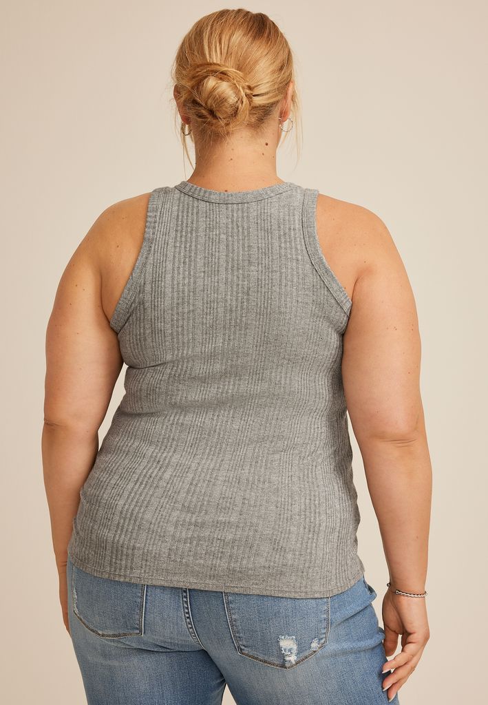 Plus Size 24/7 Highline Metallic Variegated Ribbed Tank Top - Image 2