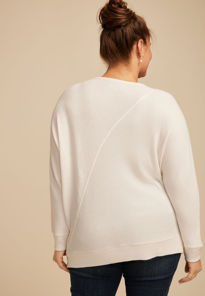 Plus Size 24/7 Dakota Diagonal Seam Long Sleeve Tee - Image 2