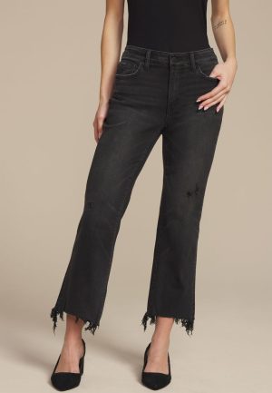 Flying Monkey&trade; Black Mid Rise Fray Hem Ankle Boot Jean