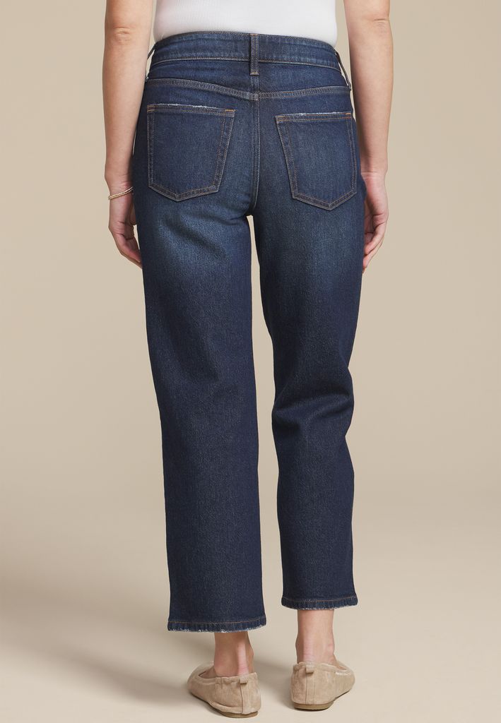 edgely™ Dark High Rise Raw Hem Wide Leg Ankle Jean - Image 2