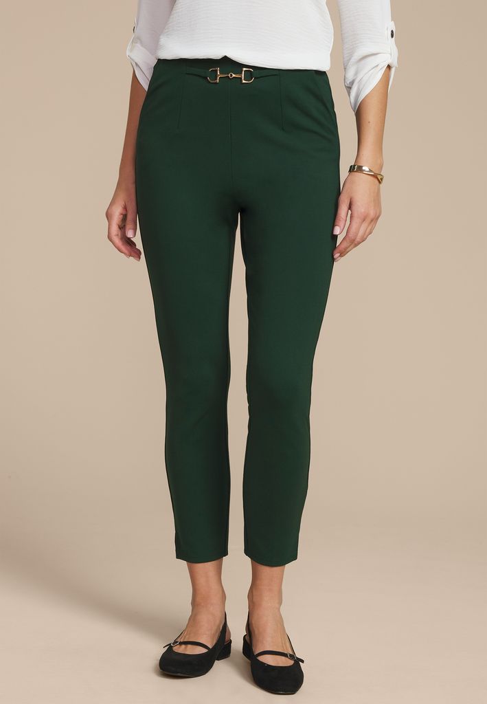 Gold Buckle Ponte Pull On Skinny Pant
